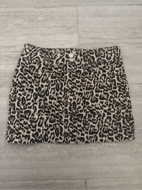 Leopard Print Mini Skirt in Black & Cream